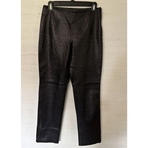 Hugo Buscati Collection Genuine Leather Mid-Rise, Straight Leg Pants, 6P Y2K - Picture 1 of 6